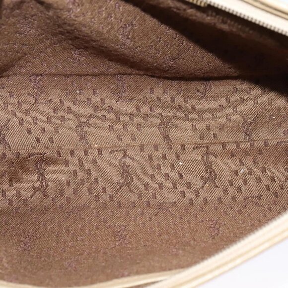 SAINT LAURENT Clutch Bag Canvas PVC Beige Gold Auth BA3959 - Picture 10 of 16